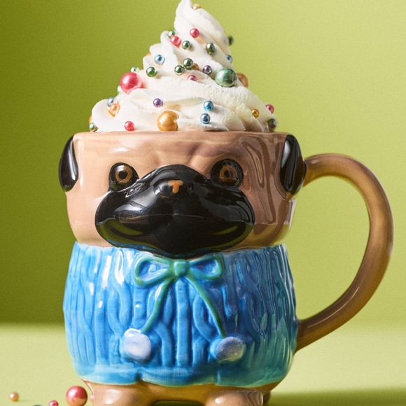 Anthropologie Peluche Pet Stoneware Mug- Pug - Picture 4 of 4
